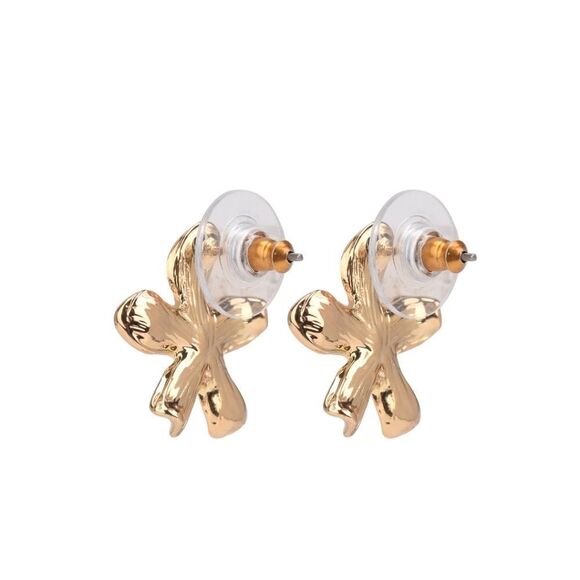 Gold Tone and Crystal Flower Post Earring - Picture 4 of 7